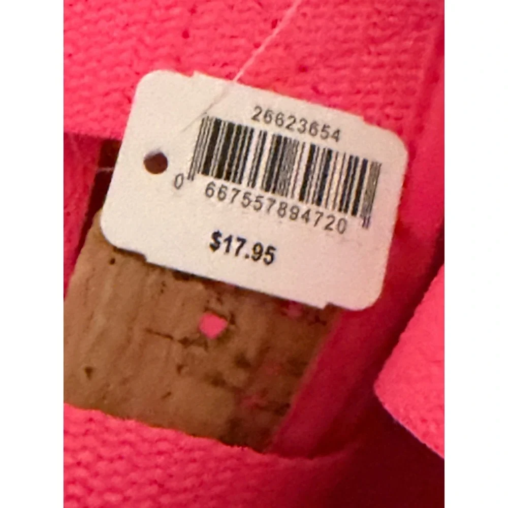 Bath & Body Works Cork Tote Bag Neon Pink Metallic Flecked Reusable Gift Bag NWT